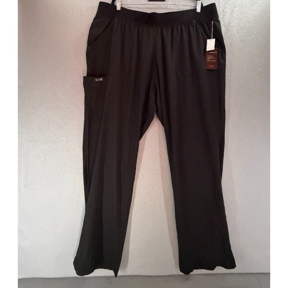 Koi Basics Caroline Scrub Pants‎ Womens 3X Black Straight Leg 743R Cargo NWT